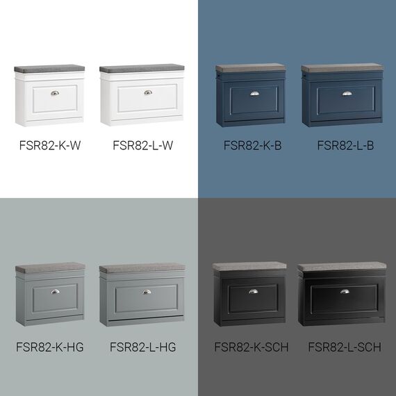 SoBuy Schuhbank mit Sitzfläche Schuhschrank mit Sitzbank Schuhschrank mit Klappe, Schuhregal schmal Schuhbank mit Stauraum für Flur, Wohnzimmer, Schlafzimmer, bis 150 kg, Weiß 75x51x24cm, FSR82-L-W