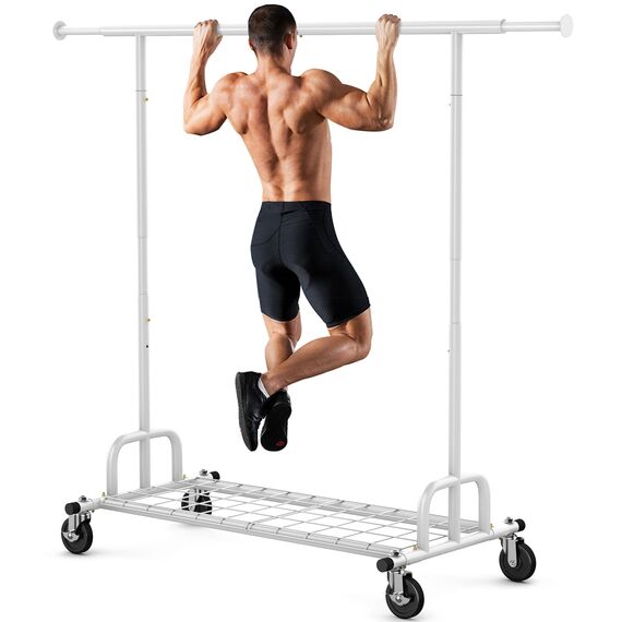 HOKEEPER Profi Doppelter Kleiderständer, bis 272 kg belastbar, Schwerlast Kleiderstange auf rollen (S002W)