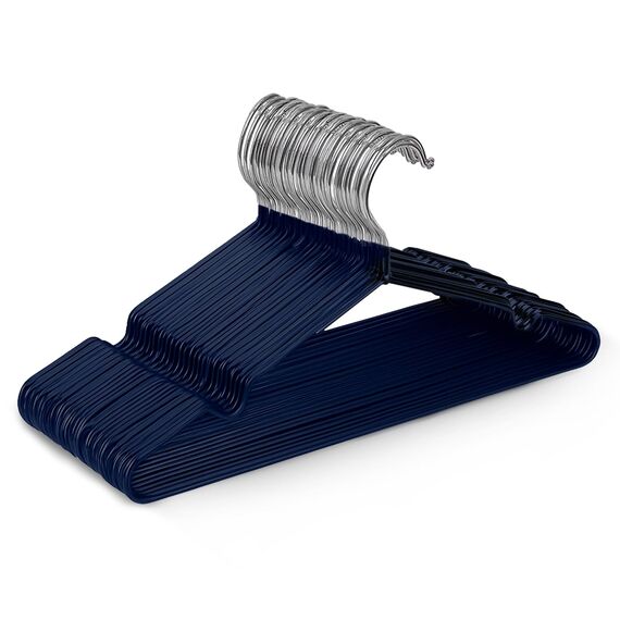 KEPLIN – 20er-Pack hochwertige, gummibeschichtete Metallbügel – strapazierfähig – platzsparender Organizer, Kleiderbügel für Kleiderschränke, Garderoben, Kleiderstangen (Marineblau)