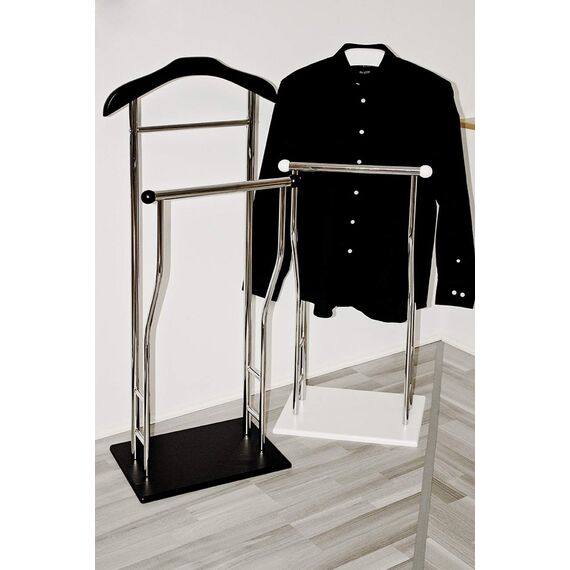 HAKU Herrendiener chrom Schlafzimmer schwarz stiller Diener MDF, Metall - Maße: B 45 x H 110 x T 30 cm, Style: Modern