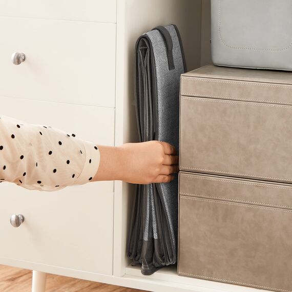 SONGMICS Unterbettkommode, 2er Set, Unterbett Aufbewahrungsbox mit Sichtfenster, Faltbarer Organizer, unter dem Bett oder auf dem Schrank, Vliesstoff, platzsparend, grau RUB002G01