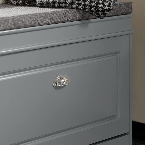 SoBuy Schuhbank mit Sitzkissen und Stauraum Schuhschrank mit Klappe, Schuhregal schmal platzsparende Sitzbank mit Stauraum für Flur, Wohnzimmer, Schlafzimmer, bis 150 kg Hellgrau 75x51x24cm FSR82-L-HG