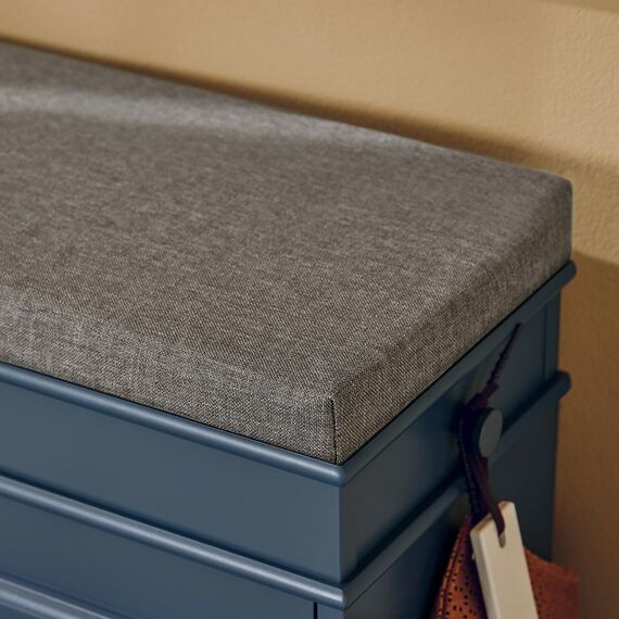 SoBuy Schuhbank mit Sitzfläche Sitzbank mit Stauraum und Klappen, schmaler Schuhschrank mit Sitzbank & Schuhregal platzsparend, Schuhablage für Flur & kleine Räume, 75x52x24cm, Blau, FSR82-L-B