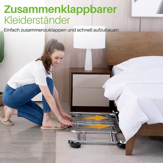 HOKEEPER Profi Doppelter Kleiderständer, bis 272 kg belastbar, Schwerlast Kleiderstange auf rollen, Industrie-Design, Garderobenständer mit 2 Kleiderstangen und Ablage