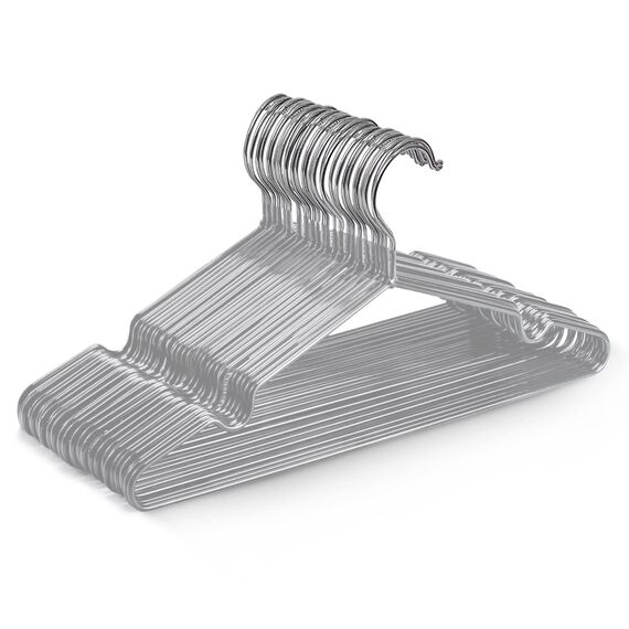 KEPLIN Premium Metall Kleiderbügel - 20er Pack, gummibeschichtet, platzsparend, sorgt für Ordnung, strapazierfähige Bügel für Kleiderschränke, Garderobenständer und Kleiderstangen (Grau)