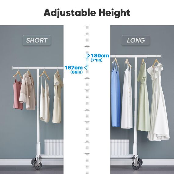 HOKEEPER Profi Doppelter Kleiderständer, bis 272 kg belastbar, Schwerlast Kleiderstange auf rollen (S002W)