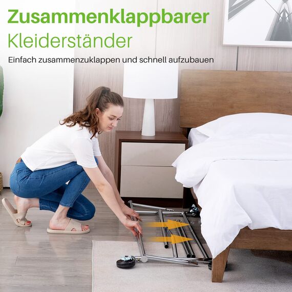 HOKEEPER 113kg Tragfähigkeit Kommerzielle Grade Kleidung Kleiderständer Heavy Duty Sing Rail Einstellbare zusammenklappbare Rolling Kleiderständer auf Rädern,Chrom Finish