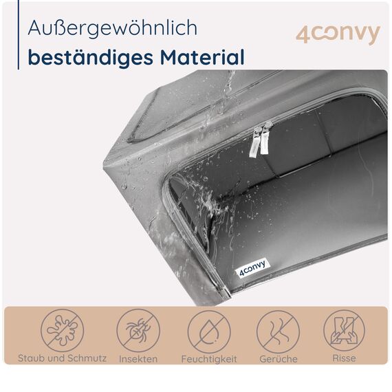4CONVY Kleideraufbewahrung Kleiderschrank Box mit Reißverschluss Metallrahmen - große faltbare stapelbare Aufbewahrungsbox -3x66L Aufbewahrungstaschen - Kleiderbox für Bettdecke Kleidung Aufbewahrung