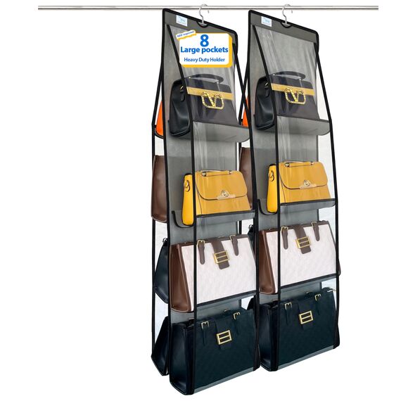 zebricolo 2 Stücke, Handtaschenaufbewahrung, 2025 NEU verbessert Größer, Taschenaufbewahrung, Schwerlasthaken, Tragkraft 35kg, Handtaschen Organizer, Grau