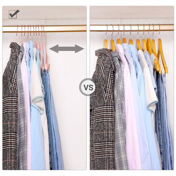 SONGMICS Hosenbügel, 24 Stück, 42 cm, Kleiderbügel mit verstellbaren Zangen und goldfarbenen Haken, rutschfest, platzsparend, für Röcke, Hellrosa CRF14PK24, Standard, Rosa (Hell)