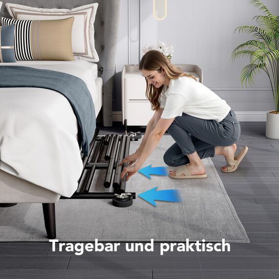 HOKEEPER Schwerlast Kleiderständer auf Rollen, bis 150 kg Belastbarkeit, strapazierfähige Kleiderstange mit Ablageflächen zum Aufhängen, für Schlafzimmer, Büro, Geschäft, verchromter Stahl, schwarz