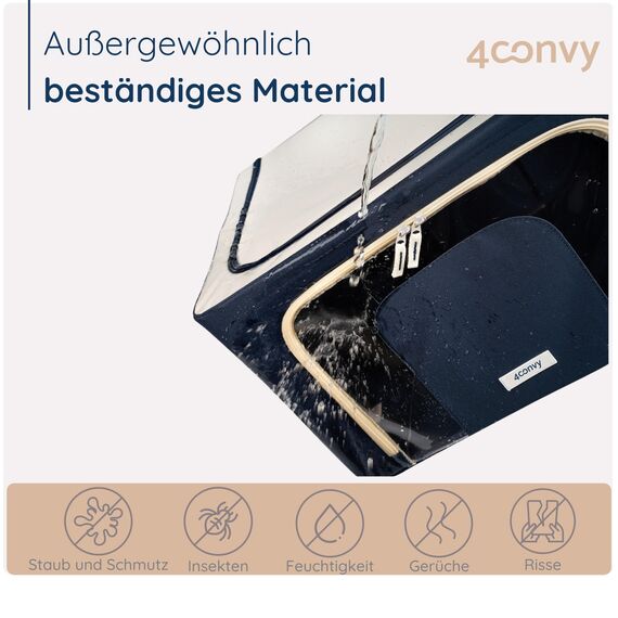 4CONVY Kleideraufbewahrung Kleiderschrank Box mit Reißverschluss Metallrahmen - große faltbare stapelbare Aufbewahrungsbox -3x24L Aufbewahrungstaschen - Kleiderbox für Bettdecke Kleidung Aufbewahrung