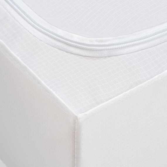 TYEERS Unterbett Aufbewahrungsbox mit Deckel, Strapazierfähiger Stoff, Waschbar, Zusammenklappbar, Boxen Aufbewahrung für Kleidung, Decken, Bettwäsche, Schuhe, 70x42x18 cm, 4er-Pack, Weiß