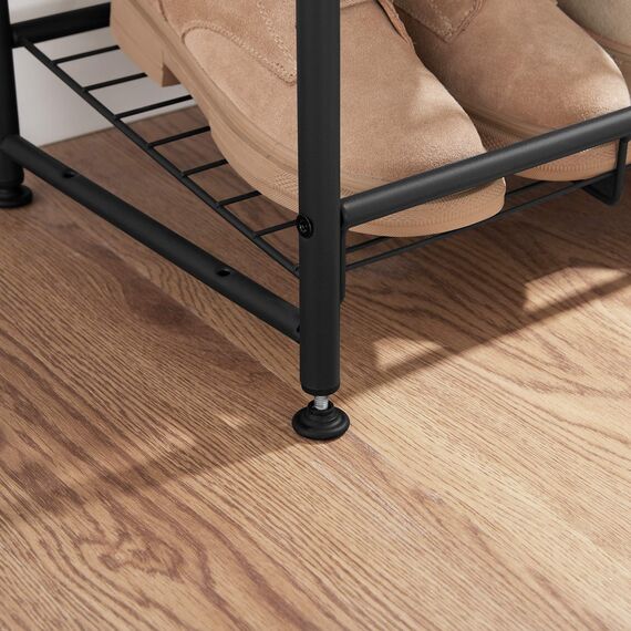 SONGMICS Schuhregal mit 3 Ablagen, stapelbarer Schuh-Organizer, für bis zu 12 Paar Schuhe, aus Stahl, 68,5 x 27,5 x 49,5 cm, für High Heels, Turnschuhe, Hausschuhe, schwarz LMR066B01