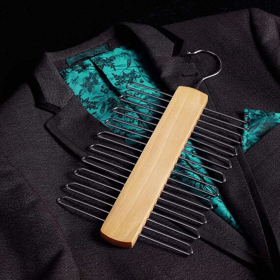 Hangerworld Holz 20 bar Krawatte Rack Kleiderbügel - Schal, Gürtel, Zubehör Organizer - Beige / Natur