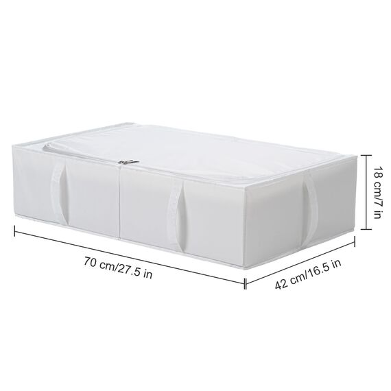 TYEERS Unterbett Aufbewahrungsbox mit Deckel, Strapazierfähiger Stoff, Waschbar, Zusammenklappbar, Boxen Aufbewahrung für Kleidung, Decken, Bettwäsche, Schuhe, 70x42x18 cm, 8er-Pack, Weiß
