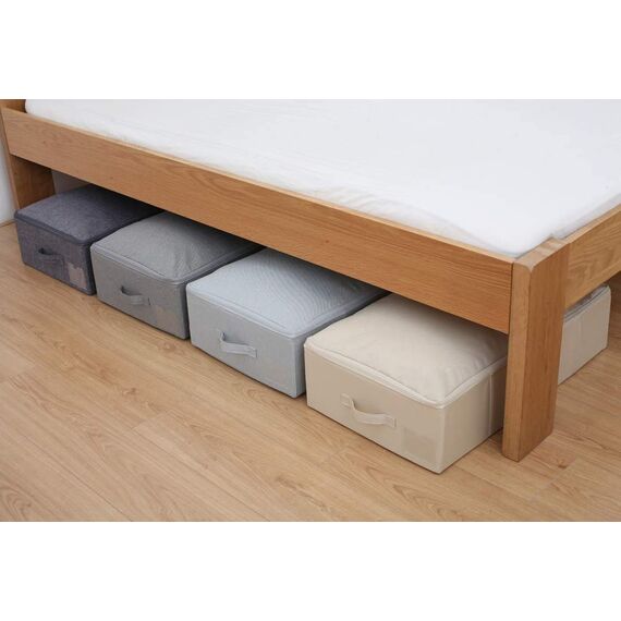 iwill CREATE PRO 2er-Pack, faltbare Aufbewahrungsboxen mit Deckel unter dem Bett, platzsparende Aufbewahrungsboxen für Schlafzimmer, Kleiderschrank, Dachboden, Beige