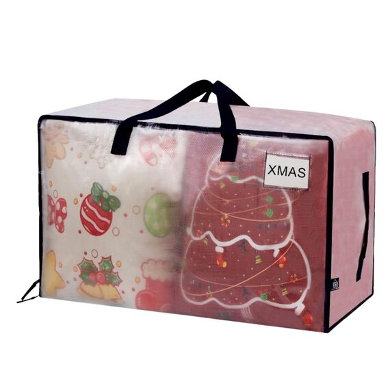 VENO 102 Liter Große Aufbewahrungstasche mit Deckel, Strapazierfähige Griffe und Reißverschlüssen für Umzug, Kleideraufbewahrung, Hausbedarf, wasserabweisend (Transparent, 10er-Pack)