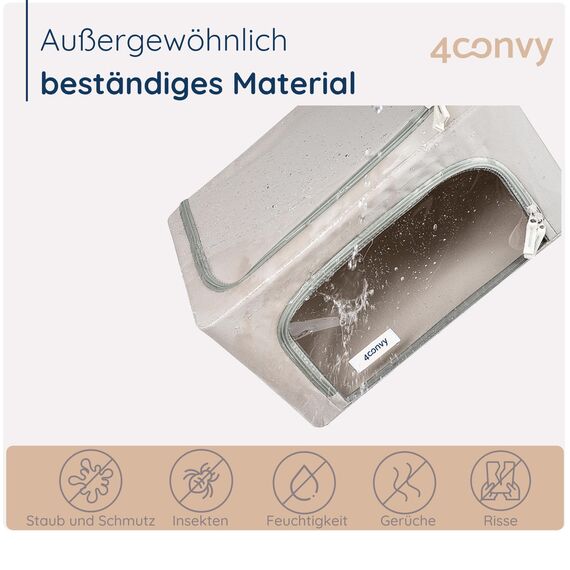 4CONVY Kleideraufbewahrung Kleiderschrank Box mit Reißverschluss Metallrahmen - große faltbare stapelbare Aufbewahrungsbox -3x24L Aufbewahrungstaschen - Kleiderbox für Bettdecke Kleidung Aufbewahrung