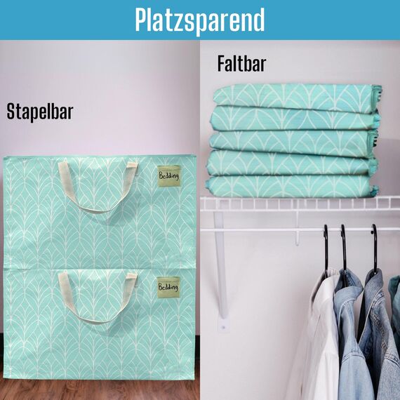 VENO 102 Liter Große Aufbewahrungstasche mit Deckel, Strapazierfähige Griffe und Reißverschlüssen für Umzug, Kleideraufbewahrung, Hausbedarf, wasserabweisend (Immergrün, 10er-Pack)