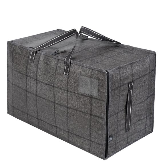 VENO 102 Liter Große Aufbewahrungstasche mit Deckel, Strapazierfähige Griffe und Reißverschlüssen für Umzug, Kleideraufbewahrung, Hausbedarf, wasserabweisend (Schwarzes Fenstertuch, 8er-Pack)