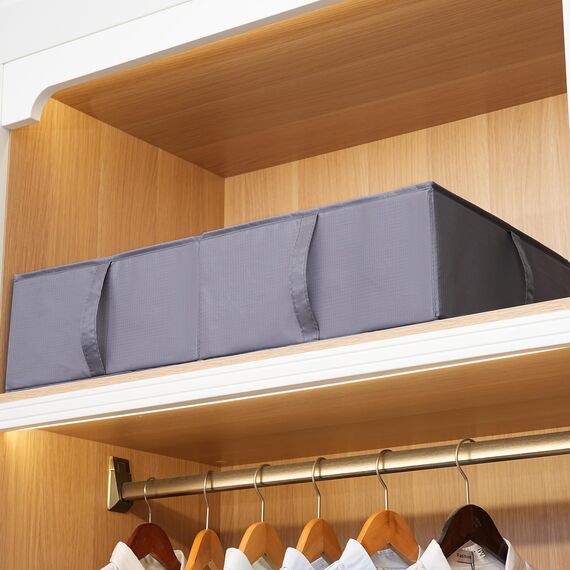 TYEERS Unterbett Aufbewahrungsbox mit Deckel, Strapazierfähiger Stoff, Waschbar, Zusammenklappbar, Boxen Aufbewahrung für Kleidung, Decken, Bettwäsche, Schuhe, 70x42x18 cm, 4er-Pack, Dunkelgrau