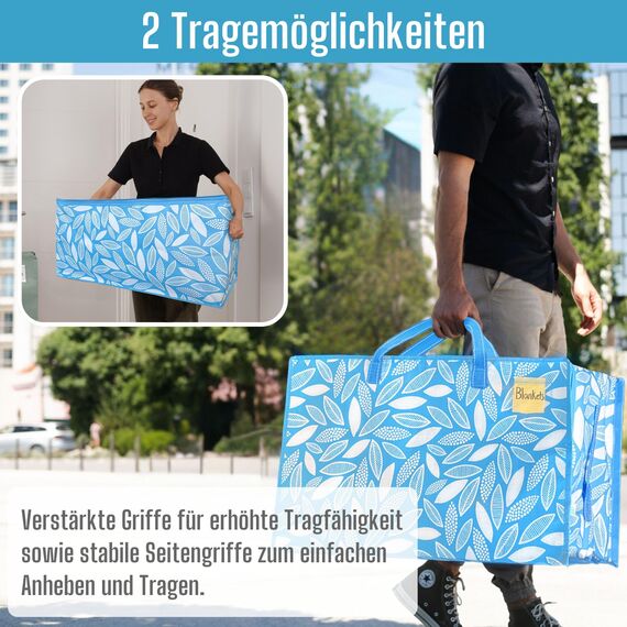 VENO 102 Liter Große Aufbewahrungstasche mit Deckel, Strapazierfähige Griffe und Reißverschlüssen für Umzug, Kleideraufbewahrung, Hausbedarf, wasserabweisend (Frühlingsbrise, 4er-Pack)