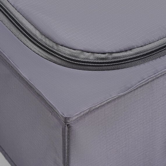 TYEERS Unterbett Aufbewahrungsbox mit Deckel, Strapazierfähiger Stoff, Waschbar, Zusammenklappbar, Boxen Aufbewahrung für Kleidung, Decken, Bettwäsche, Schuhe, 70x42x18 cm, 4er-Pack, Dunkelgrau