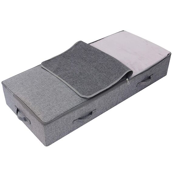 Amonsen 100 * 43 * 18cm Boden Schuhe Lagerung Organizer Behälter mit Deckel, staubdicht und atmungsaktiv, strapazierfähiges Kunststoffbrett in Boxen, dunkelgrau