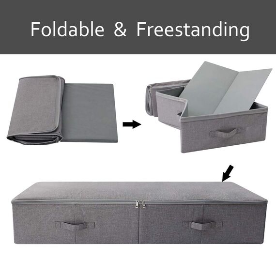 Amonsen 100 * 43 * 18cm Boden Schuhe Lagerung Organizer Behälter mit Deckel, staubdicht und atmungsaktiv, strapazierfähiges Kunststoffbrett in Boxen, dunkelgrau