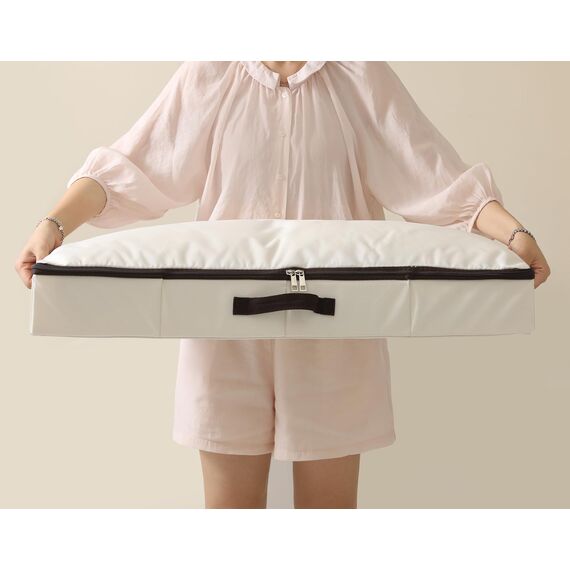 iwill CREATE PRO 75 * 38 * 10 cm, Starre Aufbewahrungsbehälter für Kleidungsstücke unter dem Bett, zusammenklappbar und waschbar, weicher Reißverschlussdeckel, Beige