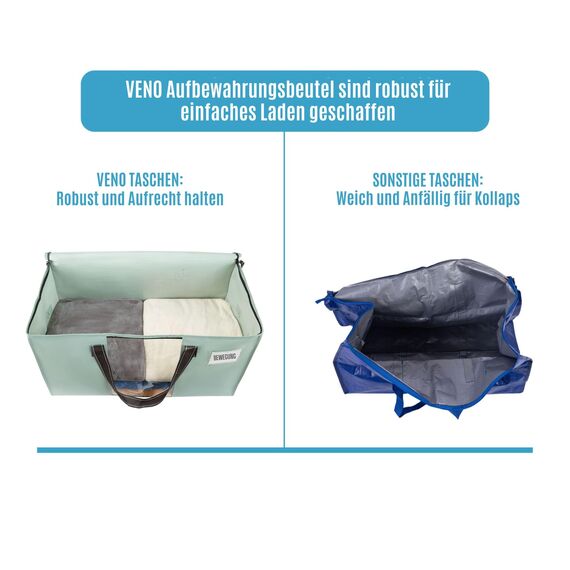 VENO Umzugstaschen 8 Stück Aufbewahrungstasche mit Griffe und Reißverschlüssen, Kleideraufbewahrung Umzugskartons, Faltbare Aufbewahrung Boxen,Wasserdichte Transporttasche (Hellgrün, 8er-Pack)