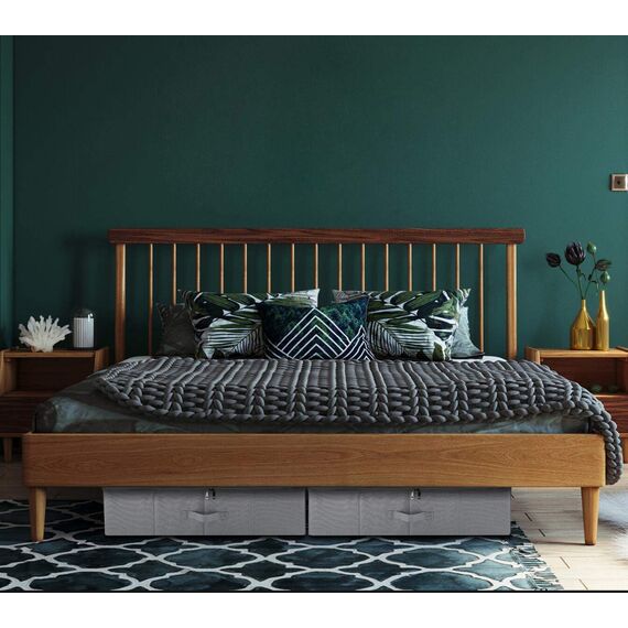 2er-Pack, faltbare Unterbett-Aufbewahrungsboxen mit Reißverschlussabdeckung, Aufbewahrungsbehälter aus festem Stoff für Decken, Kleidung, Schuhe, Spielzeug, staubdicht und waschbar, hellgrau