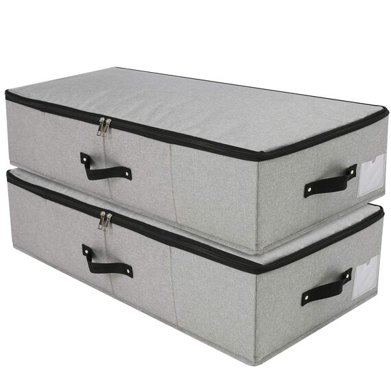 iwill CREATE PRO Unterbettwäsche Organizer Große Aufbewahrungsbehälter mit strapazierfähigem Stoff, 4 verstärkte Griffe, für Kleidung, Schuhe, Decken, Pullover, Spielzeug, Dunkelgrau, 2er Pack