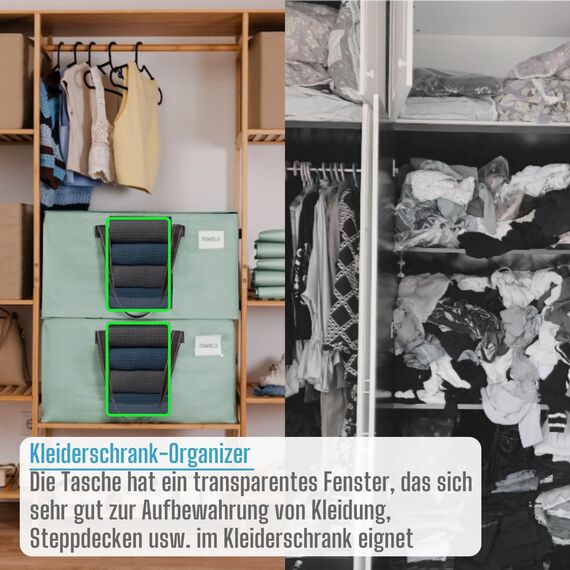 VENO Umzugstaschen 4 Stück Aufbewahrungstasche mit Griffe und Reißverschlüssen, Kleideraufbewahrung Umzugskartons, Faltbare Aufbewahrung Boxen,Wasserdichte Transporttasche (Hellgrün, 4er-Pack)