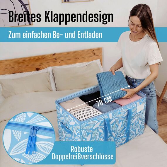 VENO 102 Liter Große Aufbewahrungstasche, Aufbewahrungsbox, Starke Griffe Umzugstaschen mit Reißverschlüssen, Alternative Umzugskartons, Faltbare Kleideraufbewahrung (Frühlingsbrise, 10er Pack)