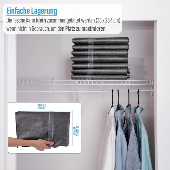 VENO 102 Liter Große Aufbewahrungstasche, Aufbewahrungsbox mit Deckel, Starke Griffe Umzugstaschen mit Reißverschlüssen, Alternative Umzugskartons, Faltbare Kleideraufbewahrung (Grau, 2er Pack)