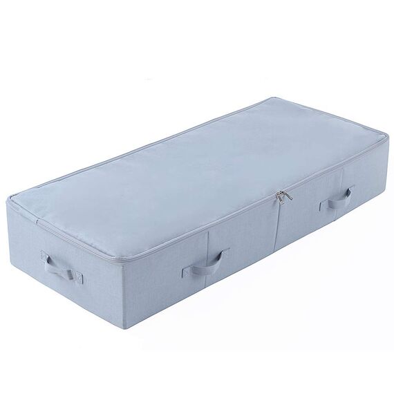 Amonsen 100X 43X 18 cm, Unterbett-Aufbewahrungsbox | Atmungsaktiv und Mottenfrei | Platzsparende Unterbett Aufbewahrungsbox für Bettdecken, Zusammenklappbar, Hellgrau