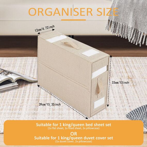 WANGIRL 6 Stück Aufbewahrung Bettwäsche Organizer, Faltbarer Aufbewahrungstasche für Bettlaken Kann in Kleiderschrank, Unterbett und in Schubladen, Aufbewahrungsbox für Bettlaken und Kleidung