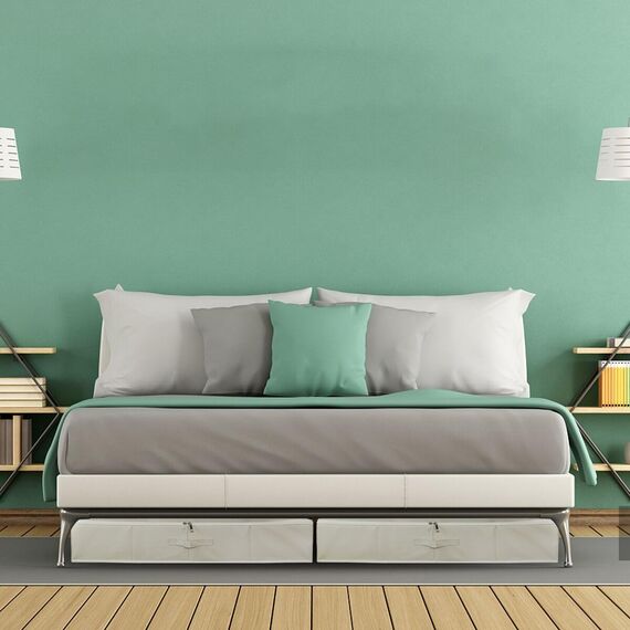 Omygarden Faltbare Unterbett Aufbewahrungsbox mit Kunststoff-Stützfutter,Decken Kleidung Tröster Aufbewahrungsbehälter Organizer für Schlafzimmer und Schrank, 90×42×18cm, Beige, 2PCS