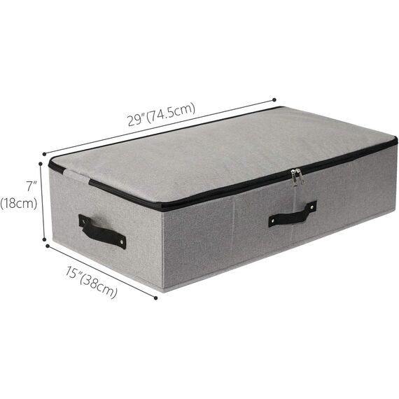 Faltbare Unterbett Aufbewahrungsbox mit Kunststoff-Stützfutter,Decken Kleidung Tröster Aufbewahrungsbehälter Organizer für Schlafzimmer und Schrank, 74.5×38×18cm, Dunkelgrau, 2PCS