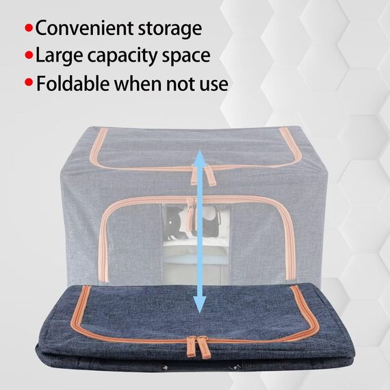 Tasmegol 3 Stück 22 l stapelbare transparente Fenster-Aufbewahrungsboxen für Kleidung, faltbarer Rahmen, Schrank-Organizer, große Kapazität, Leinenstoff-Behält