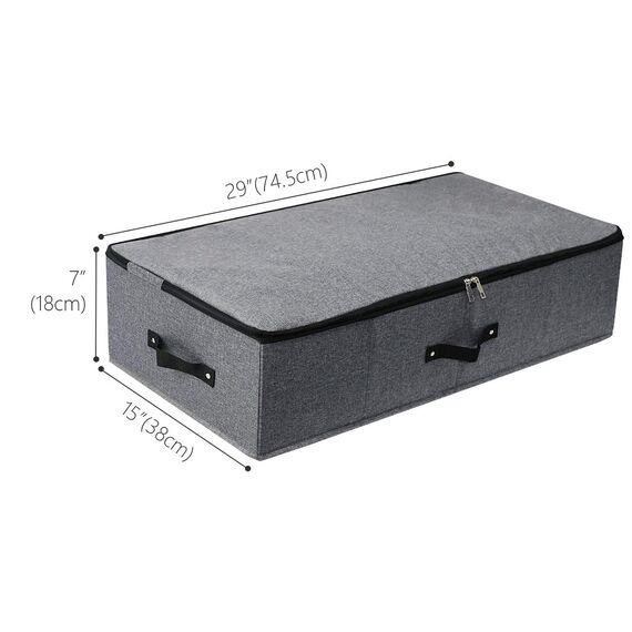Omygarden Faltbare Unterbett Aufbewahrungsbox mit Kunststoff-Stützfutter,Decken Kleidung Tröster Aufbewahrungsbehälter Organizer für Schlafzimmer und Schrank, 90×42×18cm, schwarz grau, 2PCS