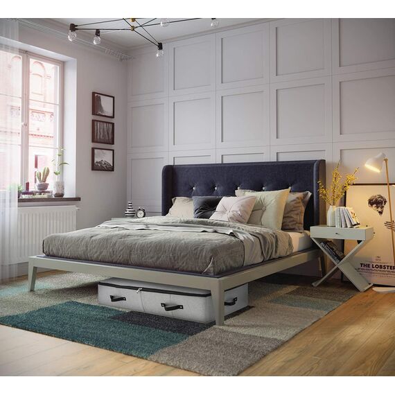 Starre zusammenklappbare Stoffunterbett-Aufbewahrungsbox mit Griffen, Reißverschlussdeckel, Decken Kleiderdecken Aufbewahrungsbehälter für Schlafzimmer und Kleiderschrank, 90 × 42 × 18 cm, Dunkelgrau