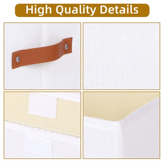 YheenLf Aufbewahrungsbox mit Deckel Stoff, Schrank Organizer Kleiderschrank, Aufbewahrungsboxn mit Fenster, Faltbox mit Griff, 3 Stück, Weiß, 45x30x30cm
