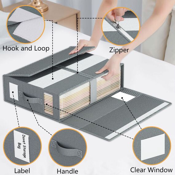 WANGIRL 6 Stück Aufbewahrung Bettwäsche Organizer, Faltbarer Aufbewahrungstasche für Bettlaken Kann in Kleiderschrank, Unterbett und in Schubladen, Aufbewahrungsbox für Bettlaken und Kleidung
