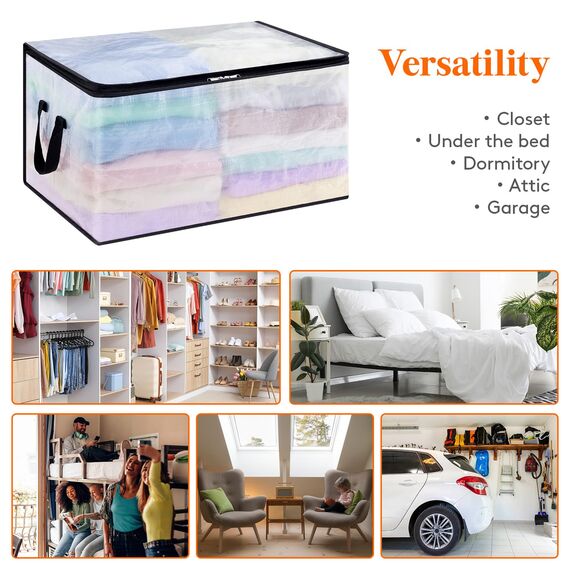 Lifewit 6 Stück Transparente Plastik Aufbewahrungstasche, 60L Kleideraufbewahrung Kleiderschrank Aufbewahrung Umzugskartons Aufbewahrungsboxen mit Verstärkter Griff für bettdecken, Kleidung, Decke