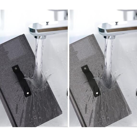 Omygarden Faltbare Unterbett Aufbewahrungsbox mit Kunststoff-Unterstützung Liner,Decken Kleidung Tröster Aufbewahrungsbehälter Organizer für Schlafzimmer und Schrank, 74.5×38×18cm, schwarz grau, 2PCS