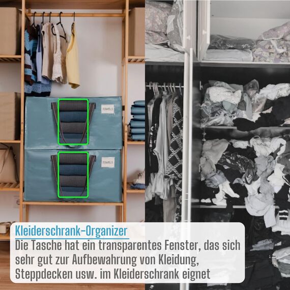 VENO Umzugstaschen 8 Stück Aufbewahrungstasche mit Griffe und Reißverschlüssen, Kleideraufbewahrung Umzugskartons, Faltbare Aufbewahrung Boxen,Wasserdichte Transporttasche (Hellblau, 8er-Pack)