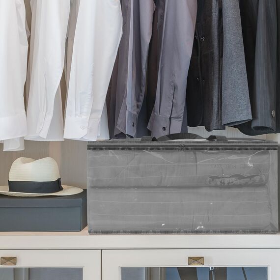 Vieshful 3 Stück Aufbewahrungstasche für Kleidung mit Verstärktem Griff Faltbare Unterbett Aufbewahrungsbox Vinyl Organizer für Bettdecke 40L Grau